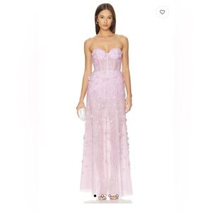 BCBGMaxAzria Strapless Lilac Lace Dress
